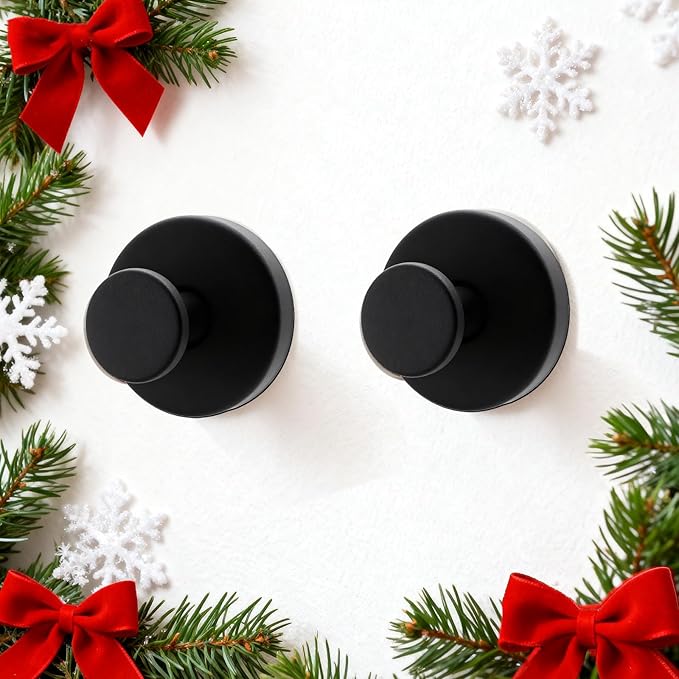 WingWider Shower Hooks for Inside Shower,Suction Cup Hooks for Glass Window,Removable Towel Hooks for Bathrooms,2 Packs(Black)