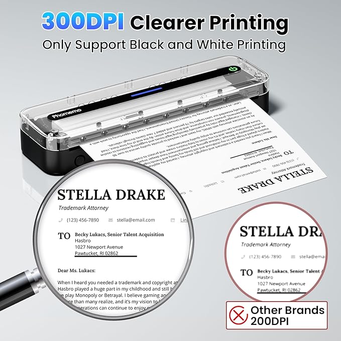 Phomemo Portable Printers Wireless for Travel, M832 Inkless Bluetooth Thermal Printer Support 8.5'' x 11'' US Letter & A4 Size, Compatible with iPhone Android Laptop for Mobile Office Home, with Case