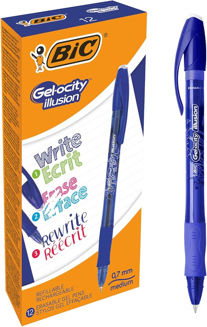 Bic 943440 0.3 mm Gel Ocity Illusion Gel Pen - Blue (Pack of 12)