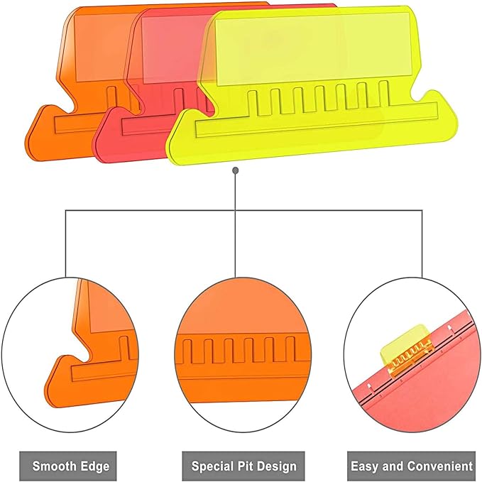 File Folder Tabs, 60+120 Sets Multicolor Hanging Folder Tabs With Inserts, 2 Inch Clear Plastic for Quick Identification