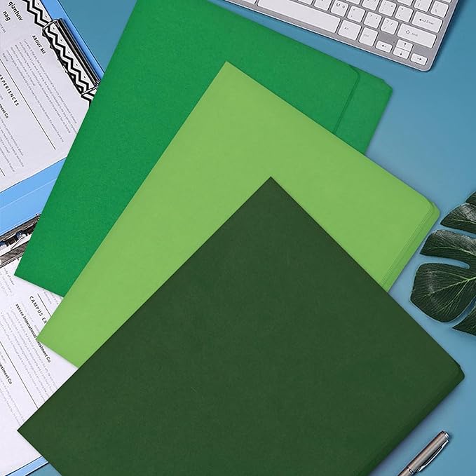 12Pcs Green File Folders Letter Size Colored Manilla File Folders with 1/3-cut Tabs Decorative File Pockets for Office School Business Home Organizer (12, Green Series)