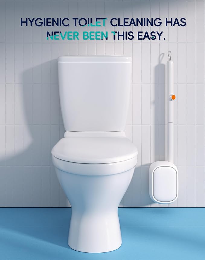 LFBEAR Disposable Toilet Cleaning System - Toilet Wand Kit with 36 High-Performance Refills, Wall Mounted Brush and Holder for Deep Cleaning Bathroom (Brush + 36 Refills)