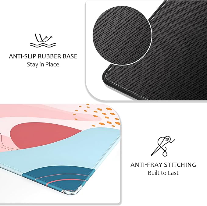 Auhoahsil Desk Mat, Ultra Large Mouse Pad, XXL Gaming Mousepad, Pretty Desk Pad, Big Extended Full Size Desktop Desk Matt for Keyboard, Laptop & Computer, 35.5 x 15.7 in, Abstract Orange Pink Pattern