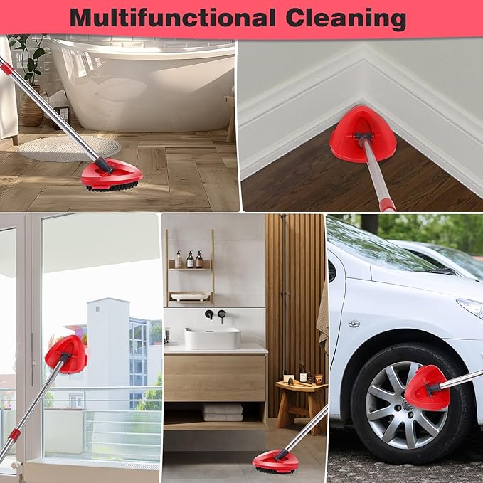 Chenille Mop Heads Replacements 4 Pcs &1 Brush Head & 1 Base Set for Ocedar Easywring 1-Tank System,Reusable Microfiber Spin Mop Replacement Head for Floor Cleaning and Tile