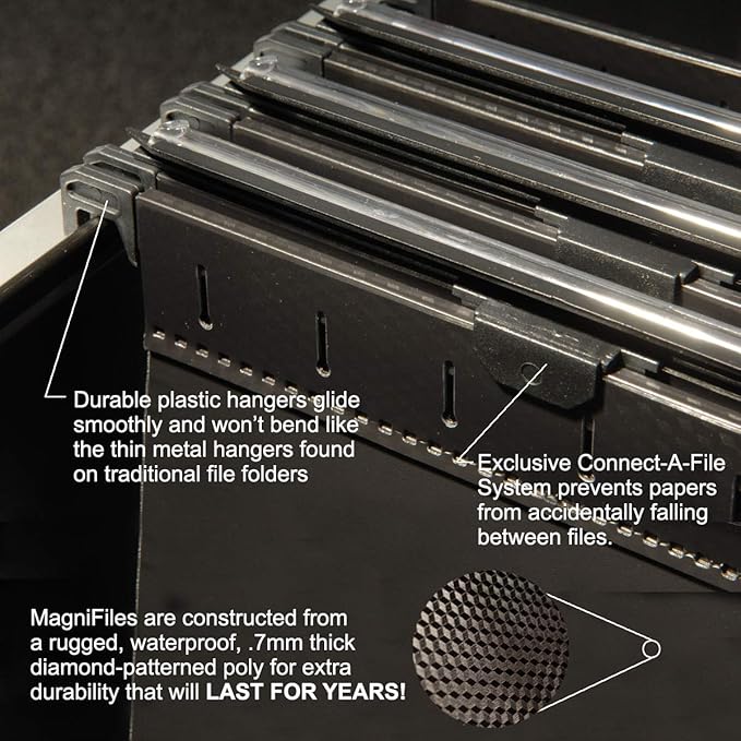 Ultimate Office MagniFile Hanging File Folders (Black, 1/2" Box-Base, Set 2)