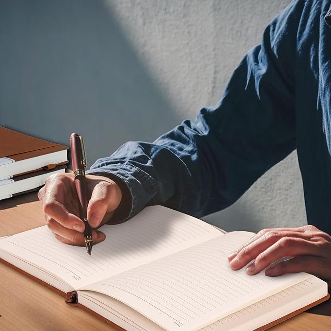 CAGIE Lined Journal Notebook for Men Women 320 Pages Leather Journals for Writing A5 Thick Hardcover Journaling Notebooks for Work Note Taking Diary, 5.7x8.3 in, Brown