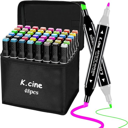48 Colors Alcohol Markers, Dual Tip Art Markers with Brush Tip & Chisel Tips, Artist Art Sketch for Adults Coloring Illustration Book Painting Card Making