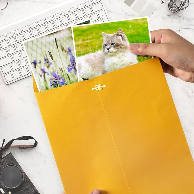 20 Pack Clasp Envelopes 9 x 12, 100 GSM Heavy Paper, Goefun Large Yellow Manilla Envelopes 9 x 12 with Clasp Closure and Gummed Seal