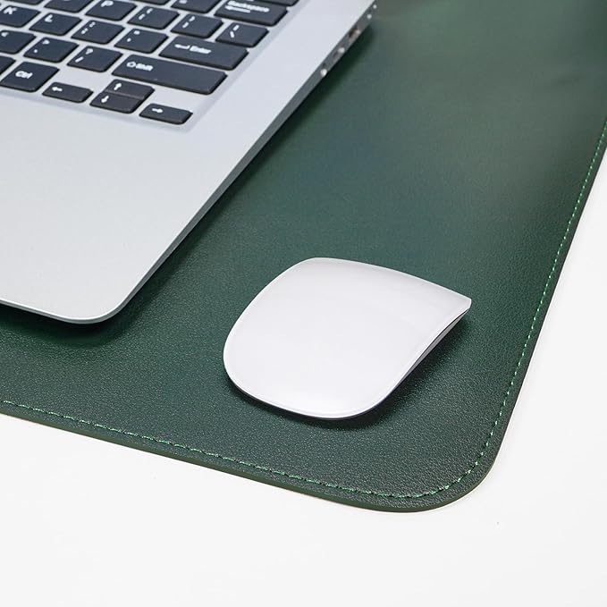 Leather Desk pad Protector, Large Desk mat with Natural Cork & PU Leather,Mouse pad,Non-Slip Office Desk Mat,Waterproof Desk Writing Pad for Office and Home (47in*23in, Dark Green)