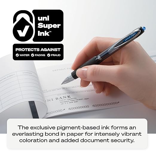 uni-ball 61256 207 Retractable Gel Pens, Micro Point (0.5mm), Blue, 12 Count