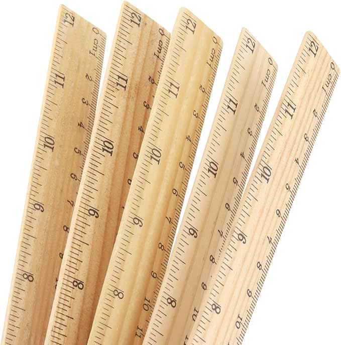144 Pack Wooden Ruler, 12 Inch Straight, 30cm Metric Wood With Centimeters and Inches for Measuring, Office, 2 Scale