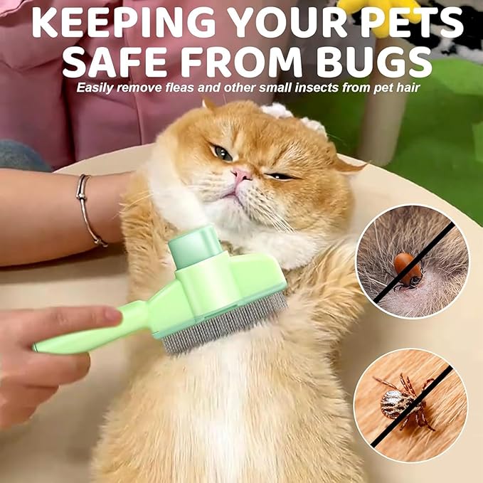Jadesiegel 2-in-1 Flea Comb & Electrostatic Glove Set for Cats & Dogs | Removes Fleas, Tangles, Loose Hair & Dander | Bonus Pet Hair Remover for Furniture, Carpet & Bedding