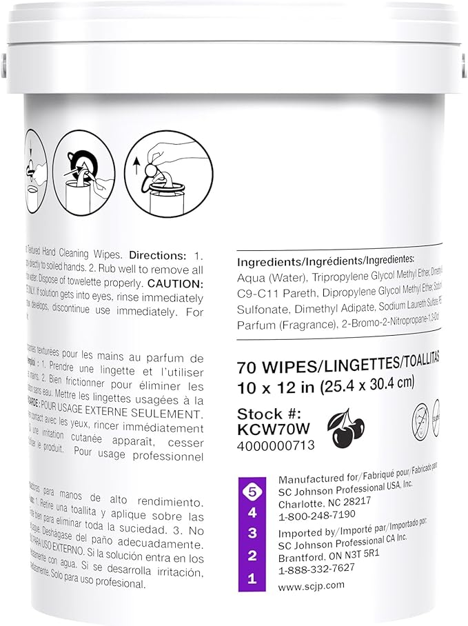 SC Johnson Professional Kresto Cherry Hand Cleansing Wipes 70CT, 6 COUNT CASE