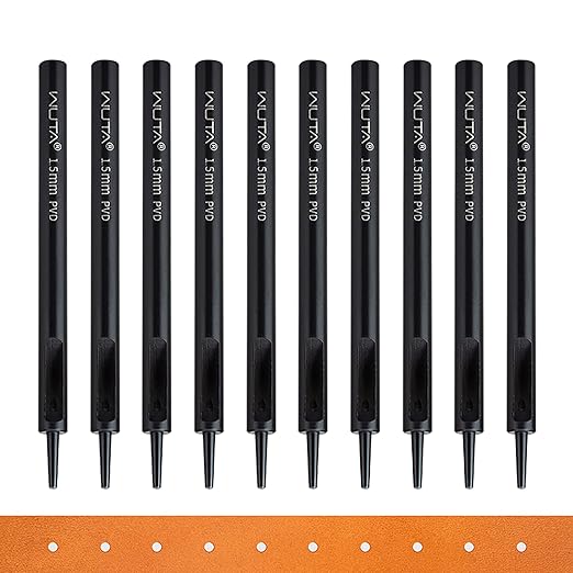 WUTA Leather Punches Round Hole Puncher Plating Titanium Hollow Punching Tool Working for Watch Band, Fabric, Plastic (10pcs 1.5m Hole Punch)