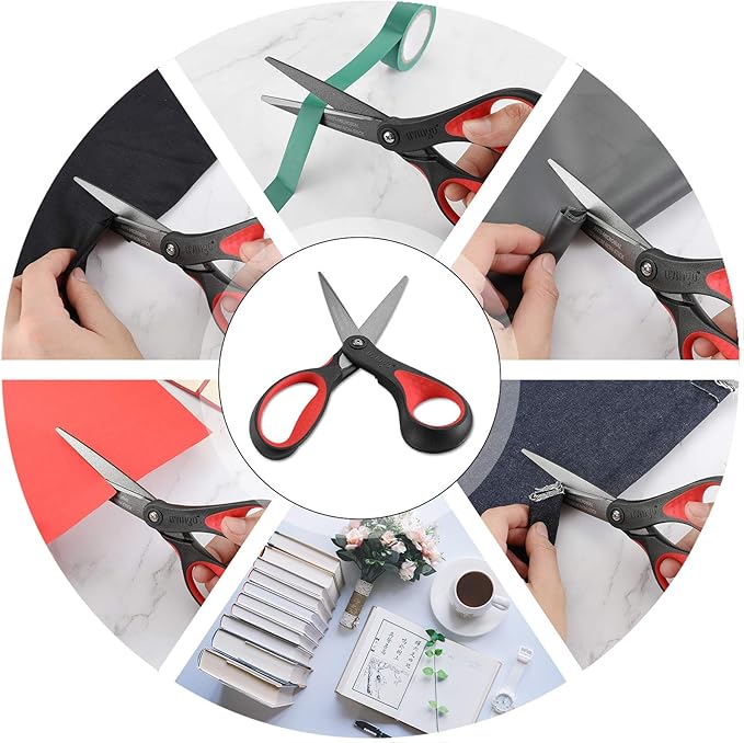 LIVINGO 8" Premium Scissors for Office, Multipurpose Titanium Non-Stick Craft Scissors for DIY, Sharp Stainless Steel Blades Comfort Grip, 3 Pack