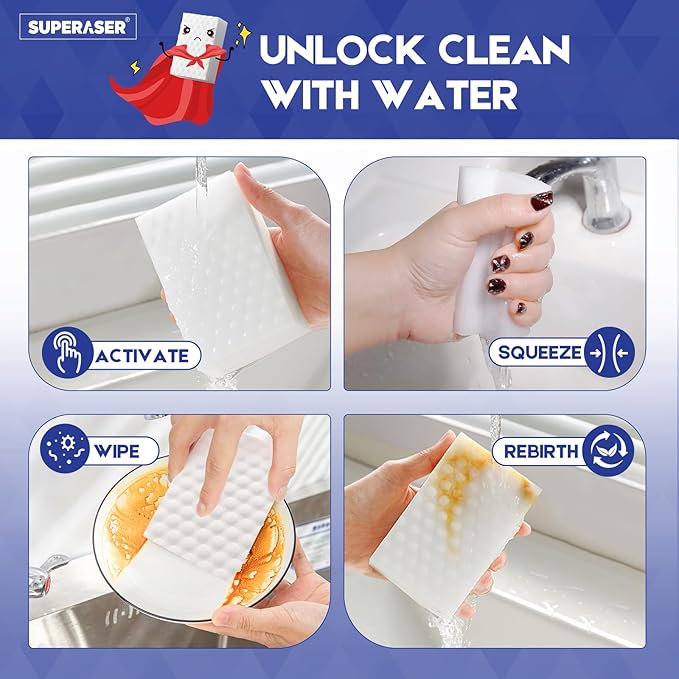 Essential-50 Melamine Sponges, Surface Safe Cleaning