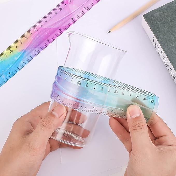 Grevosea 2-Piece 30cm/12inch Flexible Shatterproof Plastic Ruler - Colorful, Bendable, Straight Edge - Ideal for Kids & Adults, School, Home, Office