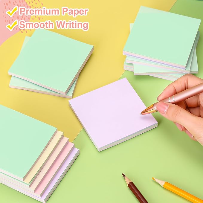 Thenshop Sticky Notes Bulk 3x3 Inches Colorful Self Stick Note Pads Paper Memo for Office School Notebook Supplies(24 Packs,Macarons Color)