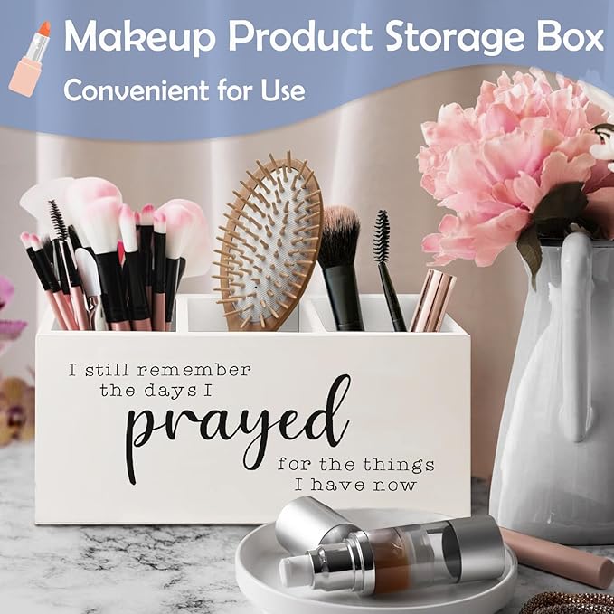 SNNDER Christian Pen Holder for Desk, Motivational Desk Decor Wooden Pen Pencil Holder Organizer for Home Office Accessories