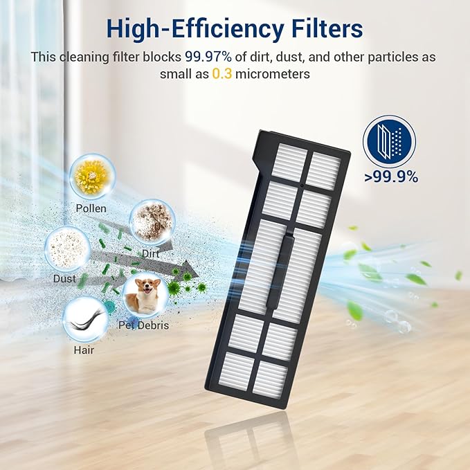 Bluearks 28 Pack Compatible with Eufy X10 Pro Omni Accessories Kit,2 Main Brush 6 Hepa Filters 6 Side Brushes 6 Mops 6 Vacuum Bags,X10 Pro Omni Replacement Parts Semi-Annual Replacement Kits