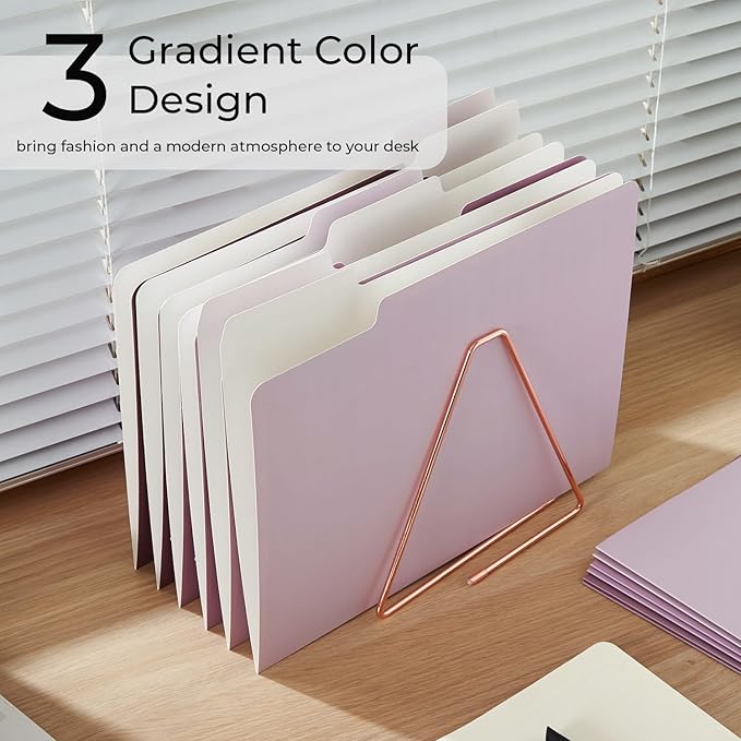 Y YOMA 12 Pack Colored File Folders Letter Size Gradient File Folder with 1/3-Cut Tab Cute Pretty Decorative Heavyweight Filing Folder File Organizers for Office School Home Desktop, Dusty Purple