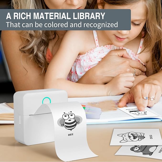 Mini Pocket Sticker Printer Wireless, Wireless Mini Portable Thermal Printers, Small Portable Stickers Printer Inkless 13 Roll Paper for iOS Android APP Pictures DIY Note Memo Gift, White