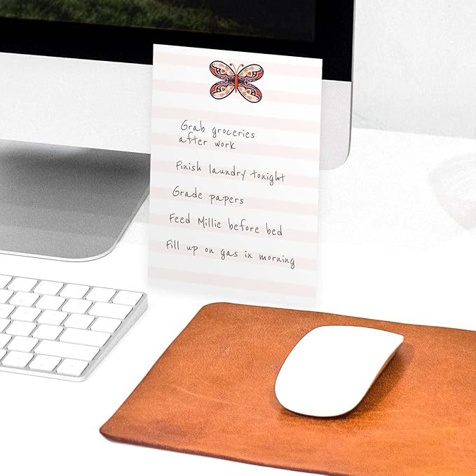 Folk Butterfly Sticky Note Pad Assortment/Set of 5 Pastel Note Pads / 4" x 6" Whimsical Sticky Note Pads / 50 Sheets Per Pad/Made in USA