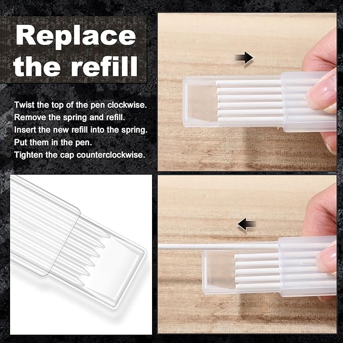 Zhehao 120 Pieces 2.8 mm Carpenter Pencils Lead Refills HB Refill for Construction Pencils Refills Mechanical for Writing Drawing Drafting Woodworking Construction (White)