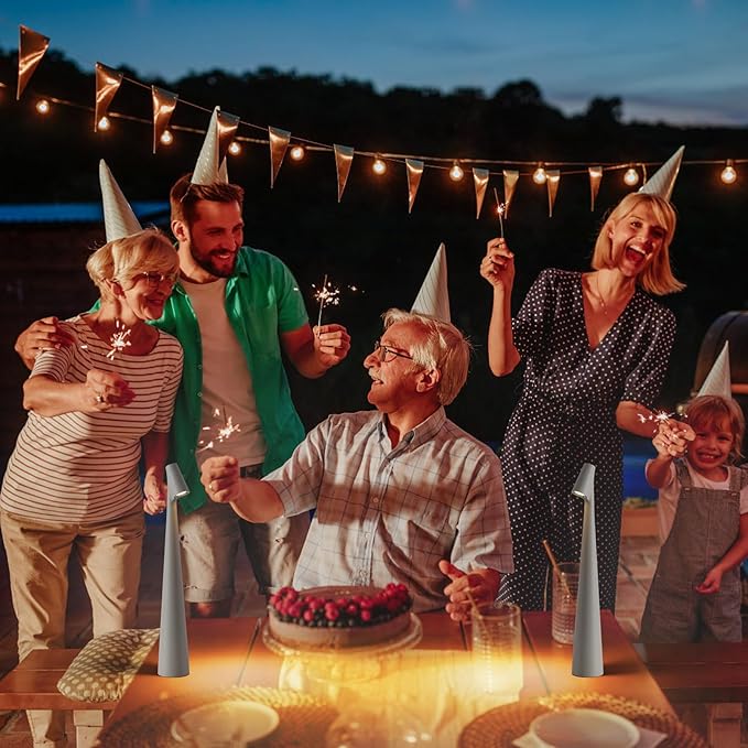 Cordless Small Table Lamps Set of 2,3 Levels Brightness Portable Desk Lamp,Rechargeable Battery Lights for Outdoor, Restaurant, Bedside, Baby Night Light(Grey)