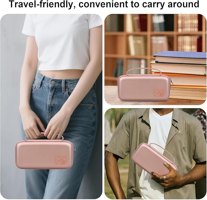 BOVKE Hard Travel Case for Texas Instruments TI-84 Plus CE/TI-84 Plus/TI-83 Plus CE/TI-83 Plus/Casio fx-9750GIII Graphing Calculator, Mesh Pocket for USB Cables, Manual, Pens, Accessories, Rosegold