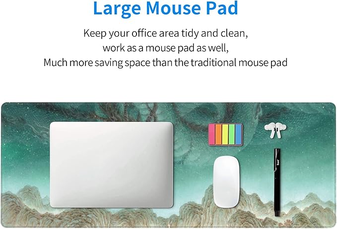 Dragon Large Mouse Pad, Japanese Anime Gaming Desk Mat, XL Keyboard Desk Pad Mat for Desktop, 31.5"x11.8" Non-Slip Base Big Mousepad with Stitched Edges