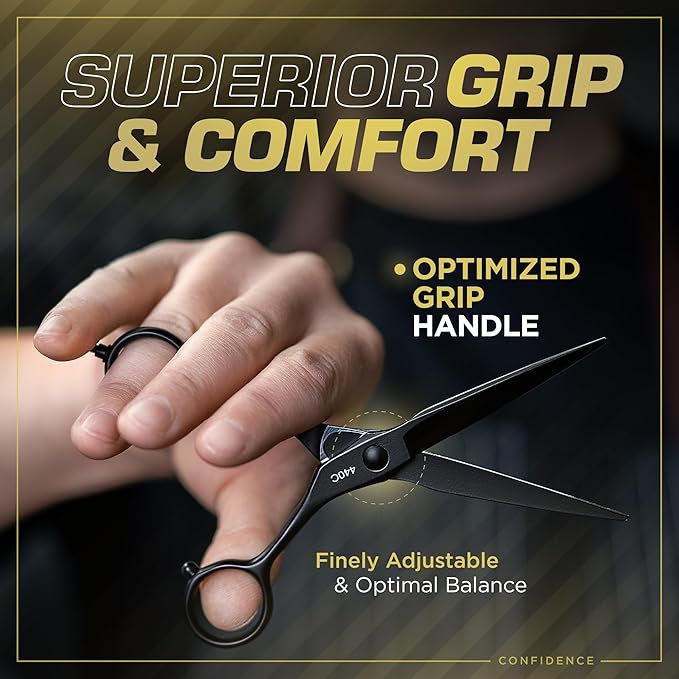 Fagaci Hair Scissors Professional Left 6” 440C Steel for Superior Precision, Extremely Sharp Blades Hair Cutting Scissors for Women & Men, Durable Sharpness Hair Shears for Hair Cutting