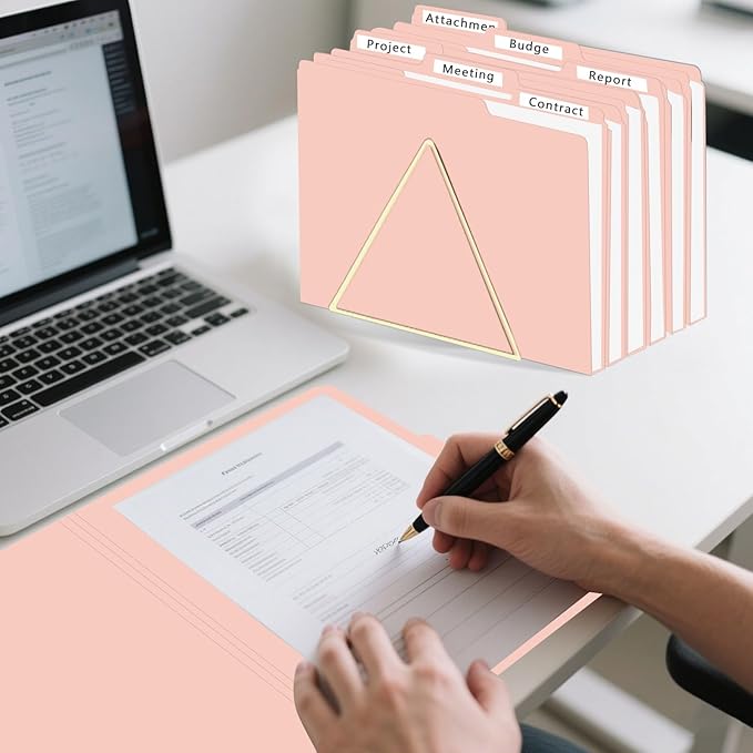 File Folder, HERKKA 30 Pack 1/3 Cut Tab File Folders, File Folders Great for Organizing and Filing, Letter Size, Pink