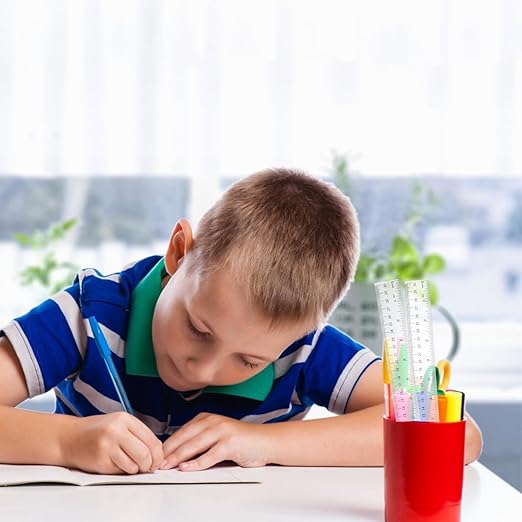 Plastic Ruler, 12 Inch Clear Plastic Ruler, Centimeter, Millimeter and Inches, Pack of 2