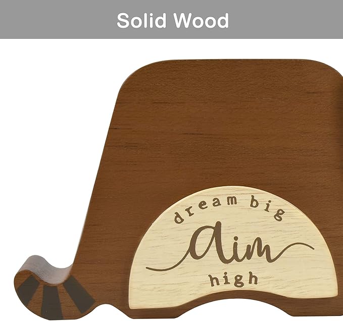 I'm Wood Multipurpose Raccoon Eyeglass Phone Pen & Pencil Holder Stand Stationery Desk Organizer Accessories Decor, for Home Office Desktop Decoration Birthday Graduation Gifts “Dream Big Aim High”