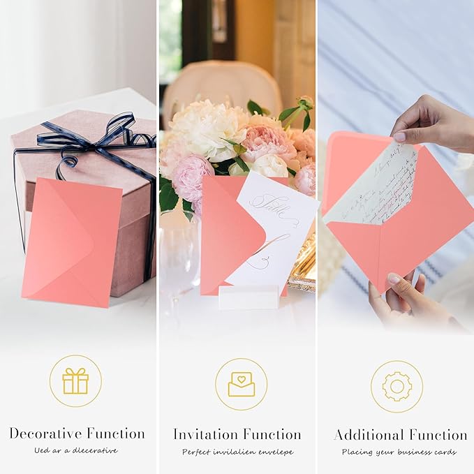 Pink Pearl Envelopes 5x7-100 PCS Goefun Metallic A7 Euro Flap Envelopes for Wedding Invitation, Save the Dates, Thinking of You, 5.25 x 7.25 inches