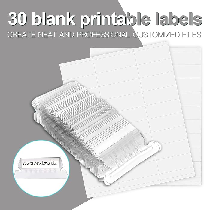 HERKKA Hanging File Folders, 30 Pack Reinforced Letter Size Hanging Folders, Designed for Bulky Files, Filing Cabinet, 1/5-Cut Adjustable Tabs (Gray)