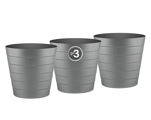 Small Trash Can (1.3 Gallons), Dorm Trash Can, Heavy Duty Dust Bin, Mini Garbage Can for Bedroom (Pack Of 3), Plastic Wastebasket, Bathroom Wastebasket (Grey) Round paper Trashcan, Office Trash Bin