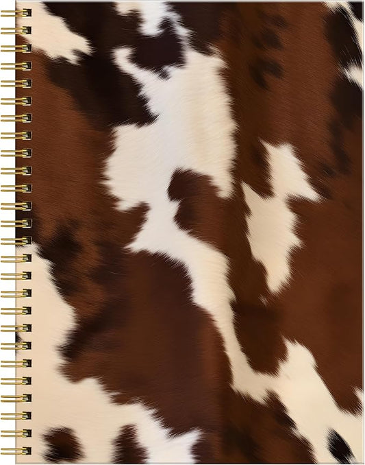 Spiral Journal Notebook for Women,A5 College Ruled Notebooks 6"x 8.4", 120 Pages Lined Journal with Premium Thick Paper,Perfect for School Office Home Gifts(Brown Cow western cowhide)