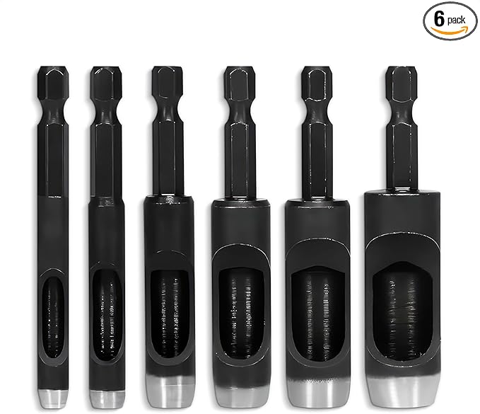 Leather Hole Punch Tool Set - 6 Pcs Drill Bits 3/16" 1/4" 5/16" 3/8" 7/16" 1/2" - High-Precision Leather Punch Tool for Belts, Fabric, and Crafts - Durable Carbon Steel, Sharp and Efficient