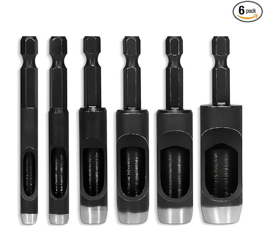 Leather Hole Punch Tool Set - 6 Pcs Drill Bits 3/16" 1/4" 5/16" 3/8" 7/16" 1/2" - High-Precision Leather Punch Tool for Belts, Fabric, and Crafts - Durable Carbon Steel, Sharp and Efficient