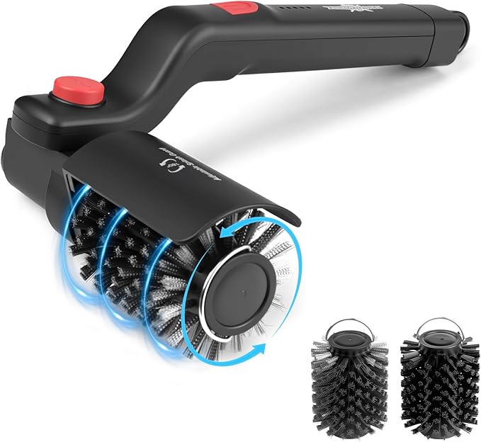 XUDAKAIXIN Electric Rotary Grill Brush with 1 Replacement Head,Cordless Rechargeable Grill Cleaning Brush with Adjustable Angle,No Bristle Shedding,Gifts for Men/Dad