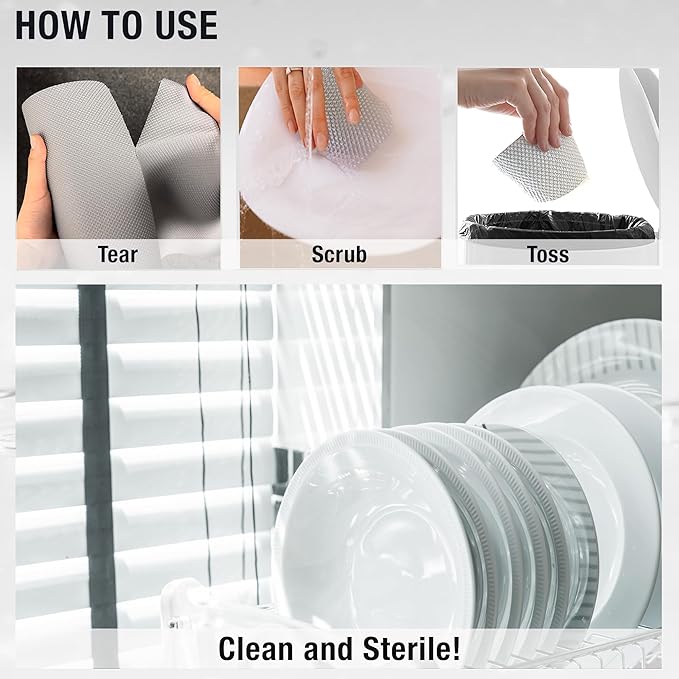Daily Dish Scrubber Sheet Non-Scratch Household Disposable Cleaning Sponges | Recyclable, Eco-Friendly & Perfect for Kitchen, Home Cleaning and Outdoor Use (3, Mix)
