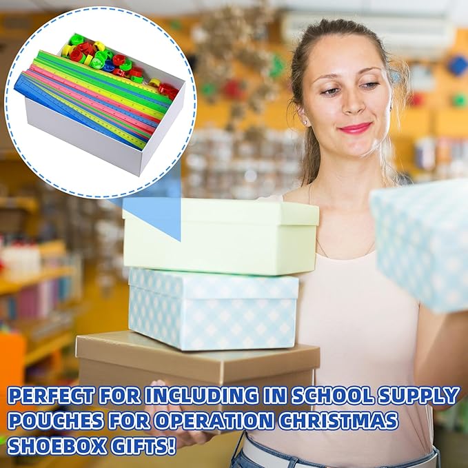 100 Pcs Plastic Rulers and 100 Pcs Mini Round Manual Pencil Sharpener Bulk, 4 Assorted Colors Pocket Sized Pencil Sharpeners Colorful Straight Ruler Back to School Supplies for Kids (Novel,12 Inch)