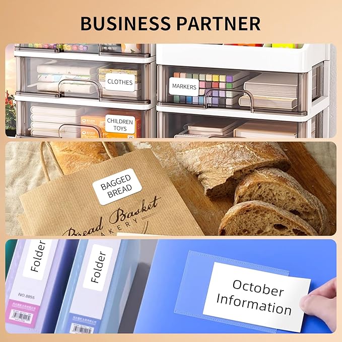 PUQU Q1 Label Maker Machine with 40x30mm Tape, All Free APP with 1000 Icons and 200 Templates, 2 Inch Portable Bluetooth Label Printer for Address, Barcode, Cable, Jewelry, Organizing, Storage, White