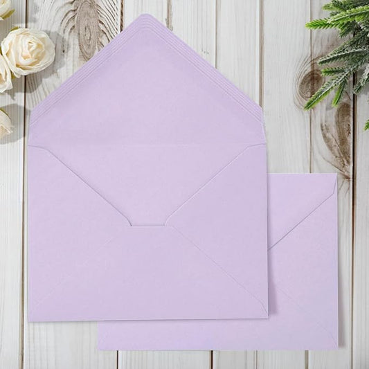 Whaline 50Pcs A7 Invitation Envelopes Set Purple Greeting Card Envelopes V-Flap Envelope Gift Card Sleeves for Mailing Sending Card, 7.3x5.3 Inch