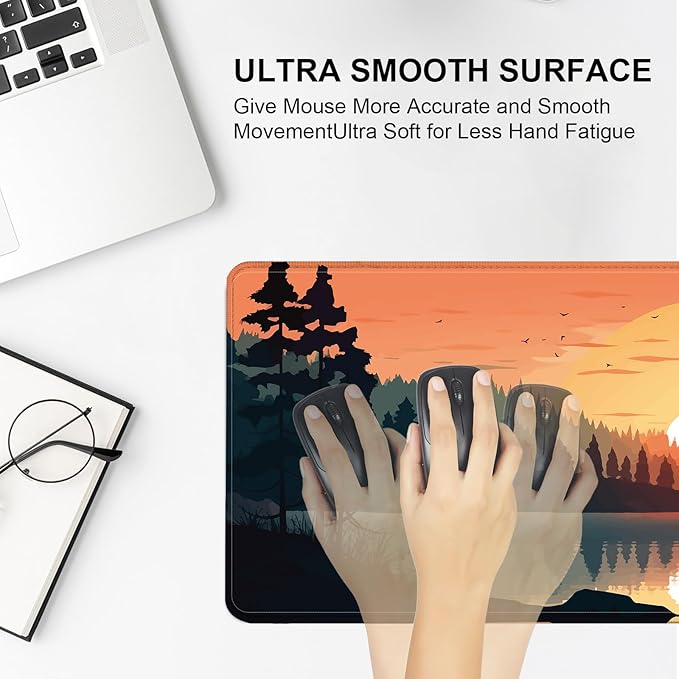 Large Desk Mat, Desk Matt for Desktop, Computer Gaming Mouse Pads, Anti-Slip Rubber Base, Stitched Edges Soft Mat for Desktop Office Home 31.5 x 11.8 Inches (Lakeside Sunset)