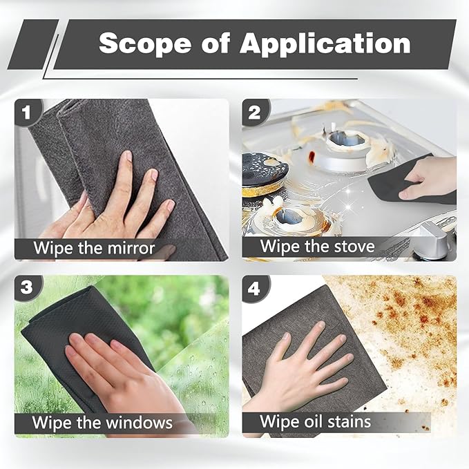 Thickened Magic Cleaning Cloth, Microfiber Magic Cleaning Cloth, Streak Free Reusable Microfiber Rag for Home, Window, Mirror, Glass and Cars (10PCS)