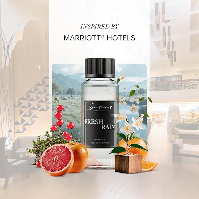 Scentiment Diffuser Oil - Fresh Rain | Aromatherapy Home Fragrance | Inspired by Marriott® Hotels | Luxurious Scent with Notes of Fresh Grapefruit and Crisp Red Currant, (500mL)