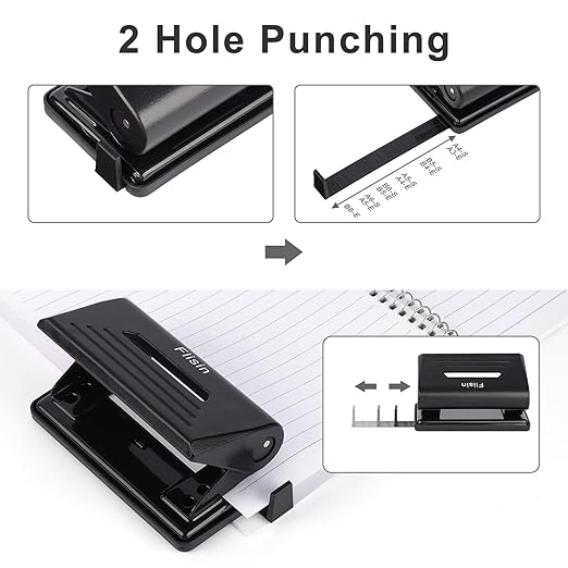 2 Hole Punch,Hole Puncher, Smart Touch, 10 Sheet Punch Capacity, Low Force, Black